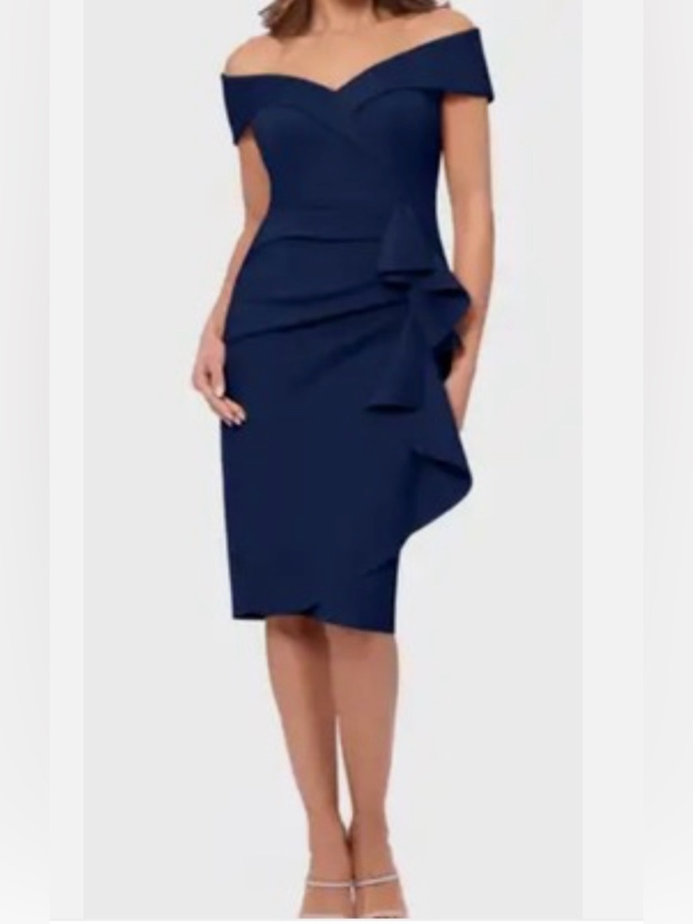 Xscape Evenings Embroidered Off The Shoulder Scuba Fit & Flare Dress 4
Going Out